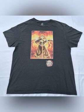 Demon Slayer Mugen Train Rengoku Graphic T-Shirt Men’s XL Black